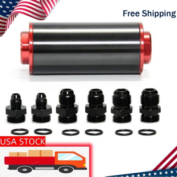 For Inline 100 Micron Fuel Filter 6AN 8AN 10AN Adapter Universal 50MM US