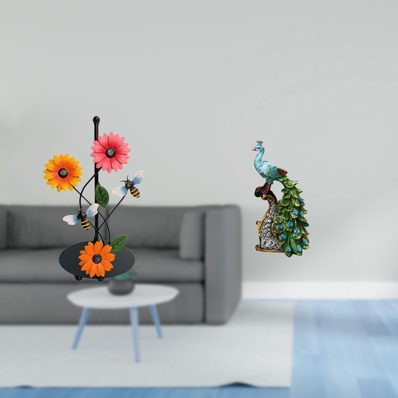 Fiocias Toilet Paper Holder Paper Towel Stand Peacock Figurine Desktop Statue Creative Iron Resin Decorative Piece Suitable for Kitchen Countertop D