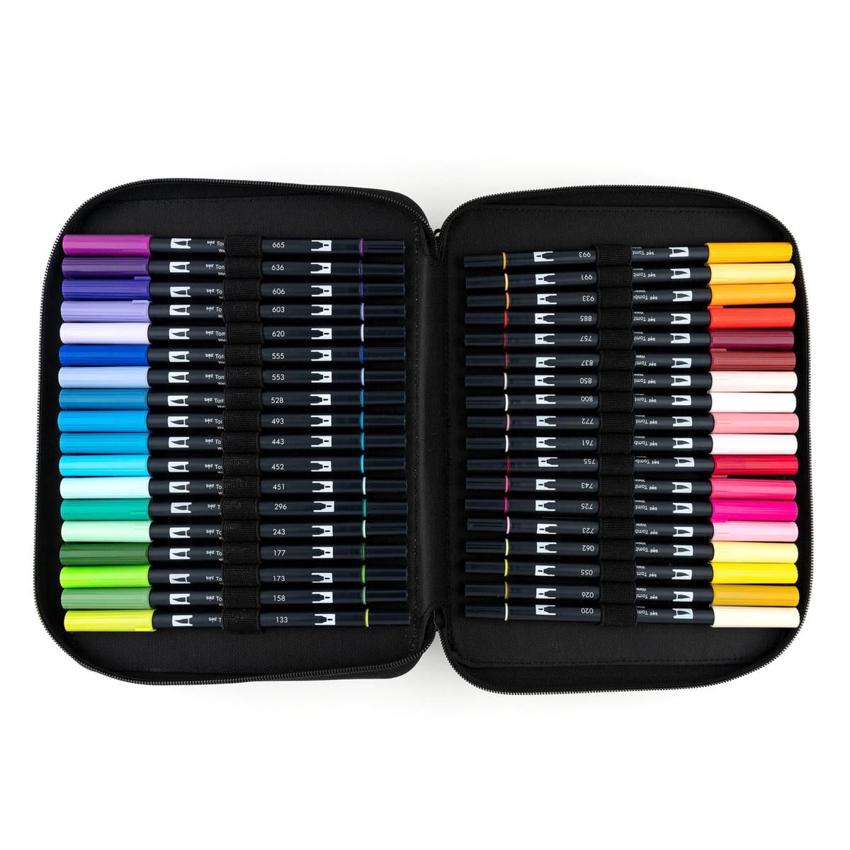Tombow 54 PC Dual Brush Pen Art Marker Set in Oyster Marker Storage Case