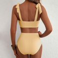 thumbnail image 5 of QURATI Swimwear Womens Bikini Sets 2 Piece Striped Swimsuits Tie Bow Shoulder High Waisted Summer Beach Bathing Suits Yellow S, 5 of 9