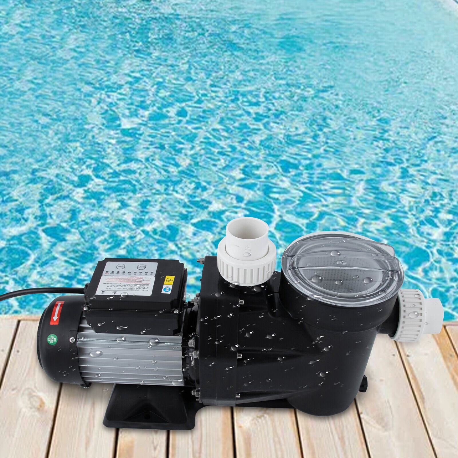 1.5 HP Ground Pool Pump, Black 1100W Powerful Self Primming Swimming Pool Pumps, Pool Pump with Timer Floor Mount