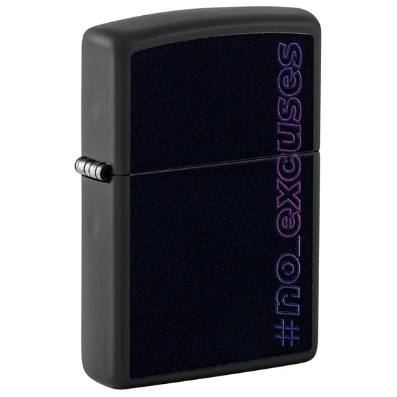 Zippo Lighter: No Excuses with Blacklight - Black Matte 48810