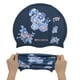 thumbnail image 5 of Gorro de natación impermeable de silicona con estampado de flores azul de Bargains Únicos 1 Pc, 5 of 5