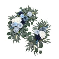 Kuntesetty 2 Pack Artificial Flowers for Wedding Arch, Floral Arrangement, Home Decor, Silk Blue