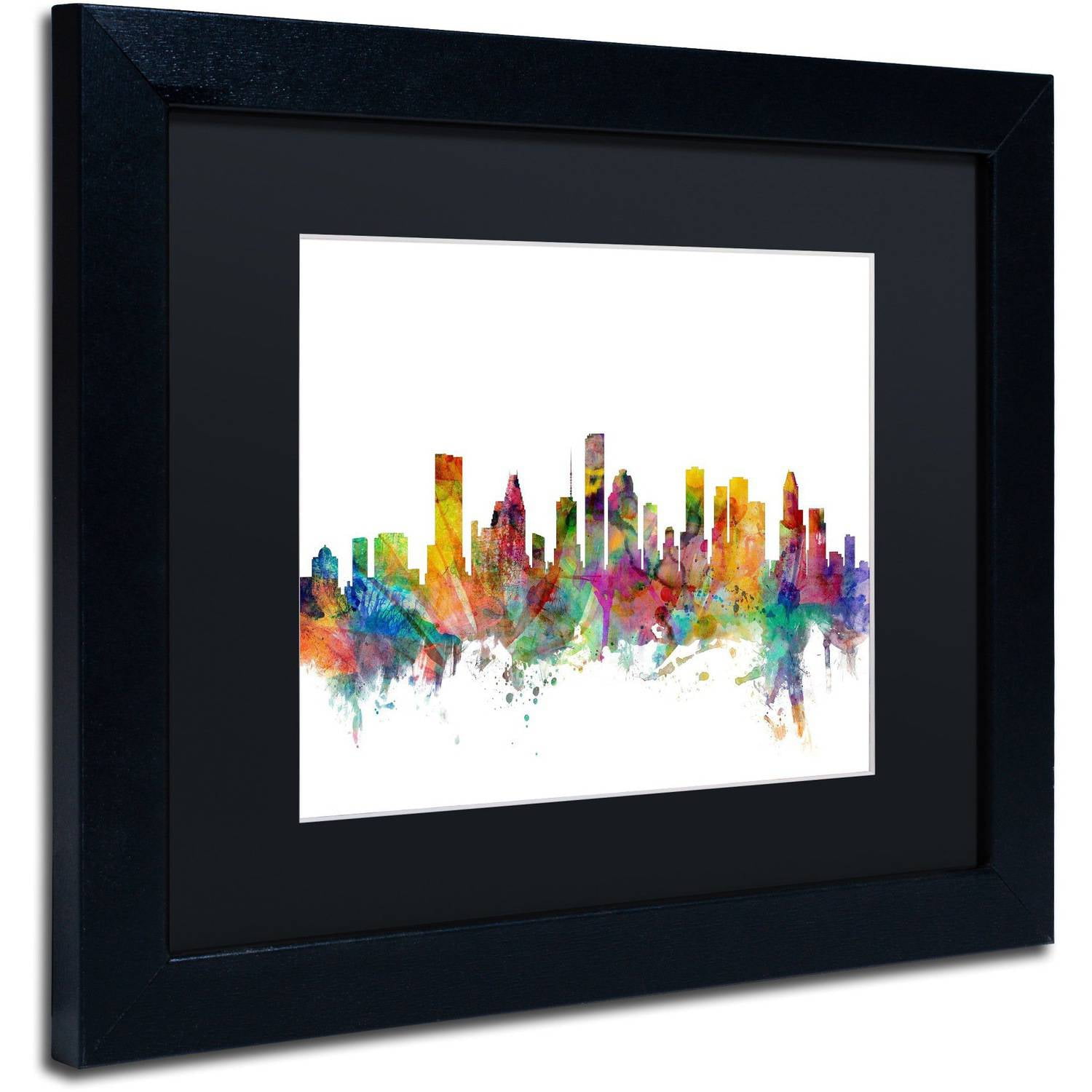 Trademark Fine Art 'Houston Texas Skyline' Canvas Art by Michael Tompsett, Black Matte, Black Frame