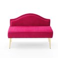 thumbnail image 1 of 46.5 Inch Pleated Velvet Upholstered Bench, Modern Tufted Dining Bench Loveseat Couch with Backrest and Metal Legs, Padded Bed End Bench Chair for Entryway Living Room Bedroom, Red, 1 of 5
