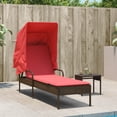 thumbnail image 2 of vidaXL Sun Lounger with Canopy and Table Brown Poly Rattan, 2 of 11