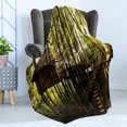 thumbnail image 4 of Tree House Soft Flannel Fleece Throw Blanket, Little Hut with Stairs in Idyllic Forest Sunrise Photo, Cozy Plush for Indoor and Outdoor Use, 70" x 90", Yellow Green Dark Brown, by Ambesonne, 4 of 5