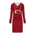 thumbnail image 4 of Sexlip Womens Long Sleeve Midi Dress V Neck Design Soft Fabric Relaxed Silhouette for Office Wear Red S, 4 of 6