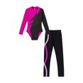 thumbnail image 5 of ZDHoor Girls 2Pcs Sports Dance Outfit Set Long Sleeve Leotard with Leggings for Gymnastics Workout Pink-B 9-10, 5 of 7