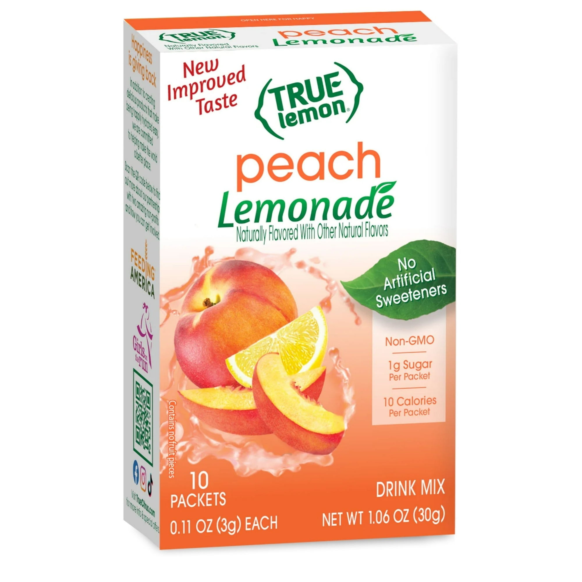 Pack of 12, True Citrus Peach Lemonade Drink Mix, 1.06 oz
