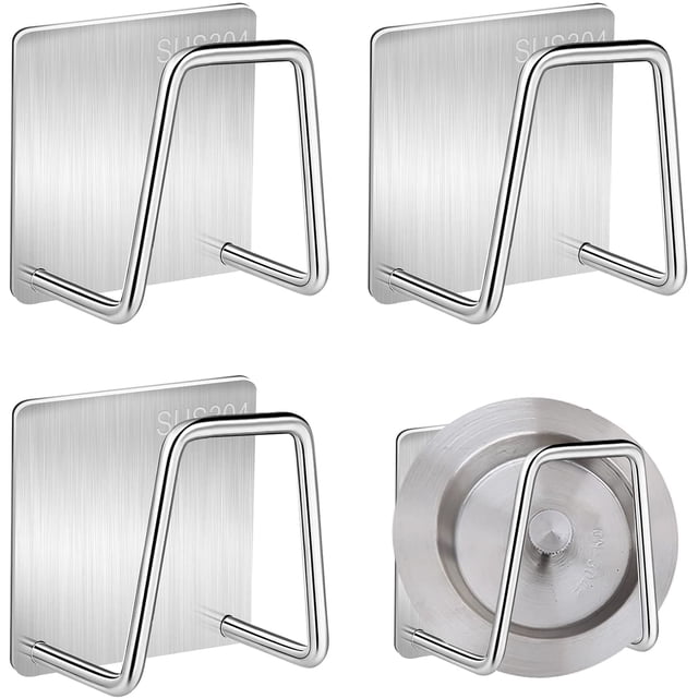 4 Piezas Soporte de Esponja Fregadero de Cocina Soporte de Esponja Autoadhesivo de Acero Inoxidable Soporte de Esponja para Fregadero para Esponjas Cepillo Tapa de Olla Paño de Plato Plata ER