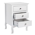 thumbnail image 5 of 3-Drawer Nightstand, Wood Bedside Table with Curved Legs, Retro End Table with Storage for Bedroom Living Room, 17.72''L x 14.96''W x 24.8''H, White, 5 of 7