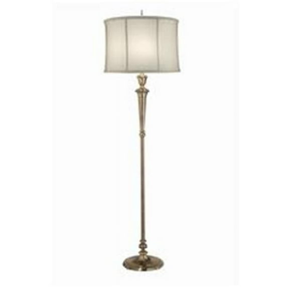Stiffel FL-N8063-N8330C-BB 64 in. Burnished Brass Floor Lamp with Off White Camelot Shade