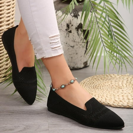 Women s Mesh Flats Shoes Pointed-Toe Dress Shoes for Women Black Flats Shoes Comfortable Memory Foam Flats Shoes Black 9.5