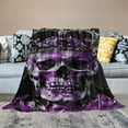 thumbnail image 2 of Autua Skull Crown Purple Warm Lightweight Blanket Soft Fleece Blankets Throw Blanket Living Rooms Sofa Decor Cow Gifts All Seasons 50x60in, 2 of 6