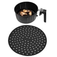 thumbnail image 2 of 20cm Anti Slip Round Cooking Fryer Mat Anti Sticking Silicone Steamer Liners For KitchenBlack, 2 of 5