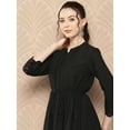thumbnail image 5 of Janasya Women's Black Cotton Solid Flared Dress, 5 of 6