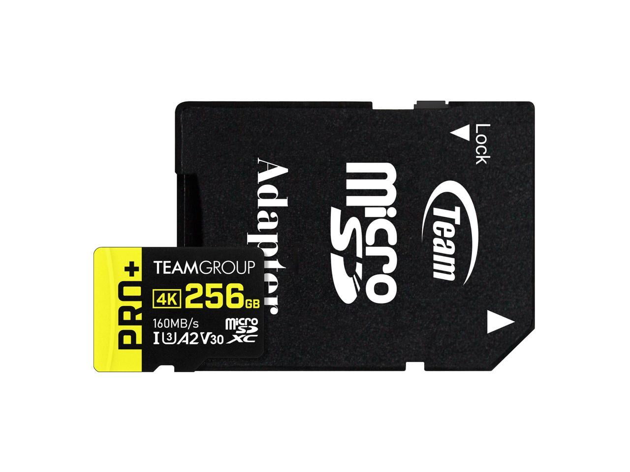 TEAMGROUP PRO+ 256GB Micro SDXC Flash Memory Card with Adapter