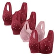 thumbnail image 1 of LOVZFMLL Bras for Women 4pc Woman's Comfortable Lace Breathable Bra Underwear No Rims Multicolor L, 1 of 3