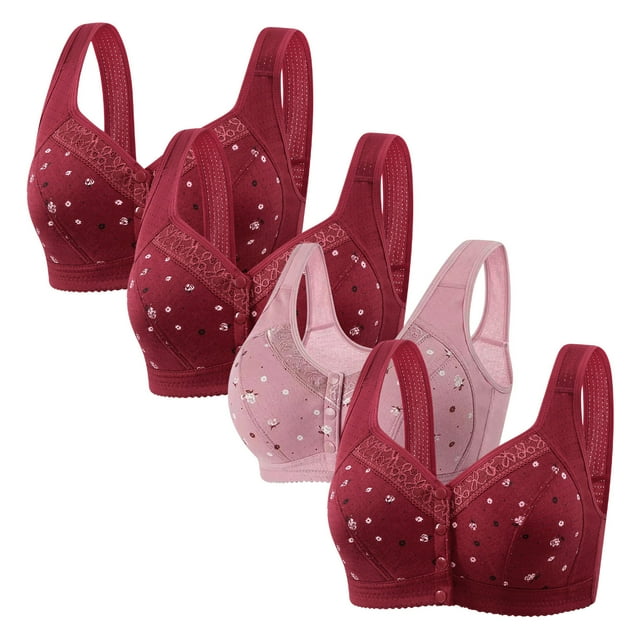 LOVZFMLL Bras for Women 4pc Woman's Comfortable Lace Breathable Bra Underwear No Rims Multicolor XL