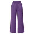 thumbnail image 5 of Women Palazzo Pants Summer Flowy Wide Leg High Waist Lounge Trousers with Pockets 2026 Casual Beach Vacation Purple M, 5 of 10