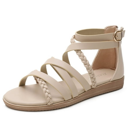 

Braided Sandals for Women Platform Gladiator Sandals Lace up Flat Sandals for Women Summer Dress Shoes Beach Roman Shoes