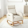 thumbnail image 4 of Gymax 2PCS Nursery Rocking Chair Upholstered Chenille Rocker Armchair w/ Side Pocket, 4 of 10