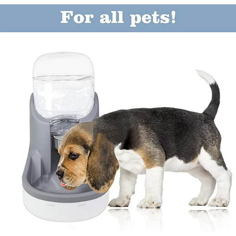 Automatic Cat Water Dispenser with Pet Food Mat for Small Medium Dog Pets  Puppy Kitten Big Capacity 1.5 Gallon grey
