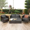 thumbnail image 2 of Patiojoy Outdoor Wicker Coversation Set with Removable Cushions Gray, 5 Piece, 2 of 8