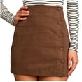 thumbnail image 1 of FAIWAD Jupes en Velours Côtelé pour Femmes Taille Haute Ajustée Extensible Jupe Mini Évasée Basique Décontractée avec Boutons, 1 of 9