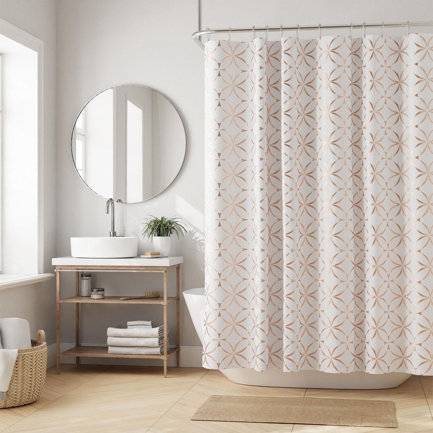 Hometrends Decorative Fabric Shower Curtain with Geometric Designs