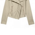 thumbnail image 4 of Womens Zip up Jacket Long Sleeve Lapel Fall Winter Dressy Commute Work Outwear with Zip Pockets M, 4 of 6