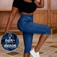 thumbnail image 6 of ClodeEU Women's Faux Denim Print Capri Pants with Faux Pockets, Casual Cropped Trousers Blue,Womens Plus M, 6 of 8
