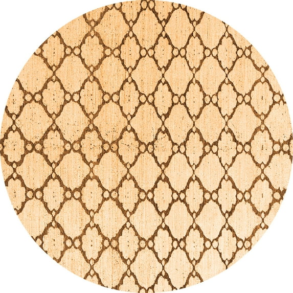 Ahgly Company Indoor Round Trellis Orange Contemporary Area Rugs, 6' Round