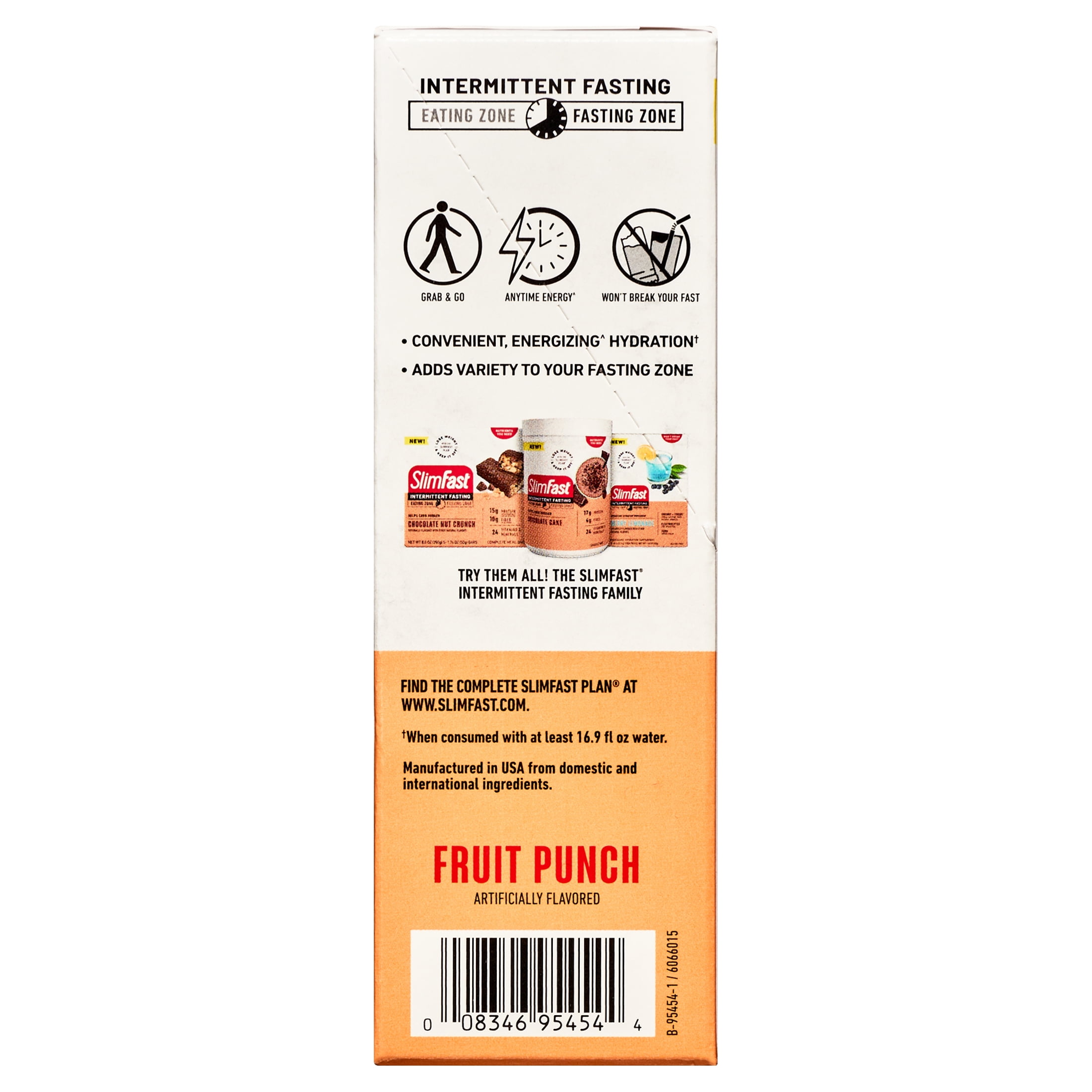 SlimFast, Intermittent Fasting Energizing Hydration Drink Mix, Fruit Punch, 12 Servings
