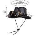 thumbnail image 2 of Jiibva Western Cowboy Hat Leather Vintage Sun Cap Large Curved Wide Brim With Windproof Goggles for Men and Women, 2 of 7