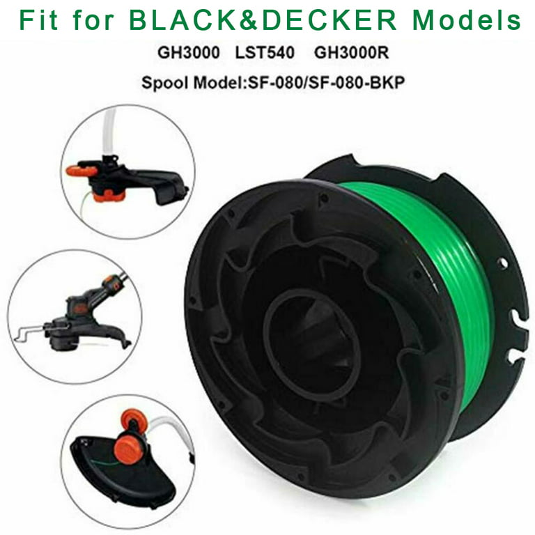 3pcs String Trimmer Spools Replacement For Black And Decker SF-080 GH3000  LST540 