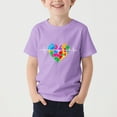 thumbnail image 2 of HVOBBTY T-shirt Décontracté à Manches Courtes Respirant pour Tout-Petits, T-shirt Imprimé Ample à Manches Courtes Col Rond pour Enfants Violet, 7-8 Ans, 2 of 4