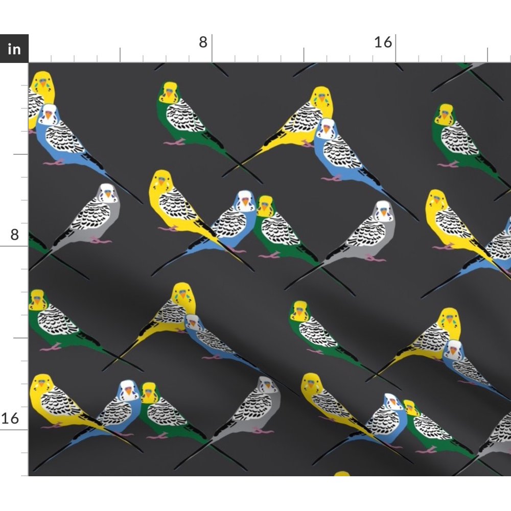 Parakeet Parakeets Budgie Budgies Bird Feather Fabric Printed by