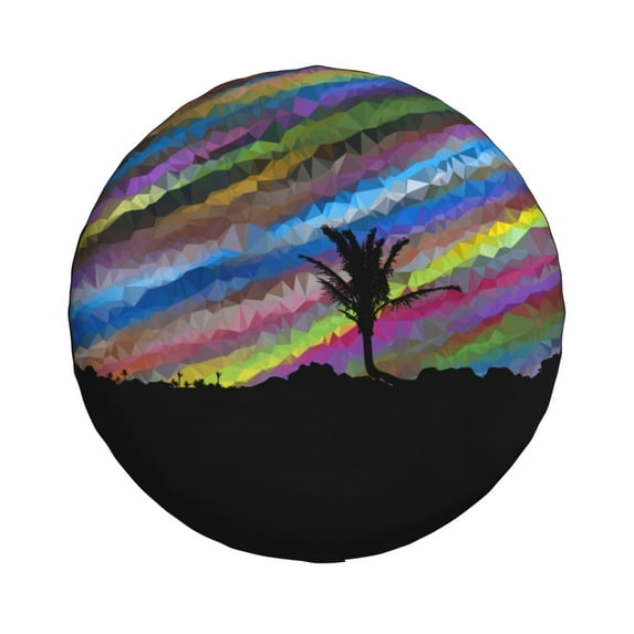 YFYANG 15'' Tire Cover, Rainbow Geometric Art Universal Spare Wheel Covers, Dust-Proof, Water-Proof, Sun-Proof and Corrosion-Proof