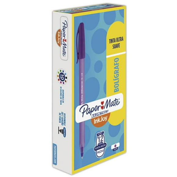 Bolígrafo Kilométrico Paper Mate Punto Mediano Morado Caja con 12 piezas