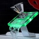 thumbnail image 3 of Dinheiro Grifo de lavabo de estilo europeo con revestimiento de bronce, cascada de vidrio transparente, iluminación LED, agua fría y caliente, grifo para lavabo de baño (color: plata), 3 of 4