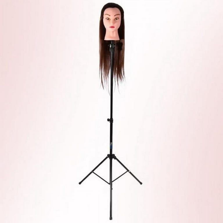 FUTAI Wig Human Hair Mannequin Head Stand Tripod Hairdresser Practice  Display Manikin Cosmetology Doll Training Head Mini Adjustable Metal Holder  Tripod Stand