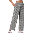 thumbnail image 4 of Pantalones de pijama de algodón para mujer INSPIRE CHIC con cintura elástica, sueltos, pantalones de lounge con bolsillos, pantalones de sudadera S rayados en negro, 4 of 6