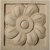 3 1/2"W x 3 1/2"H x 3/4"P Medium Sunflower Square Rosette, Lindenwood