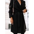thumbnail image 4 of LinYooLi Women's Notch Lapel Wrap Coat Winter Casual Wool Blend Overcoat Mid-Length Coat with Blet, 4 of 5