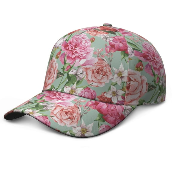 Watercolor Floral Pattern Dad Hat – Rustic Baseball Cap Featuring Botanical Bloom and Vintage Artistic Garden Pattern, Adjustable Snapback