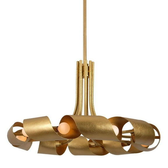 Kalco 521951 Ribbon 9 Light 28" Wide Abstract Ring Chandelier - Gold