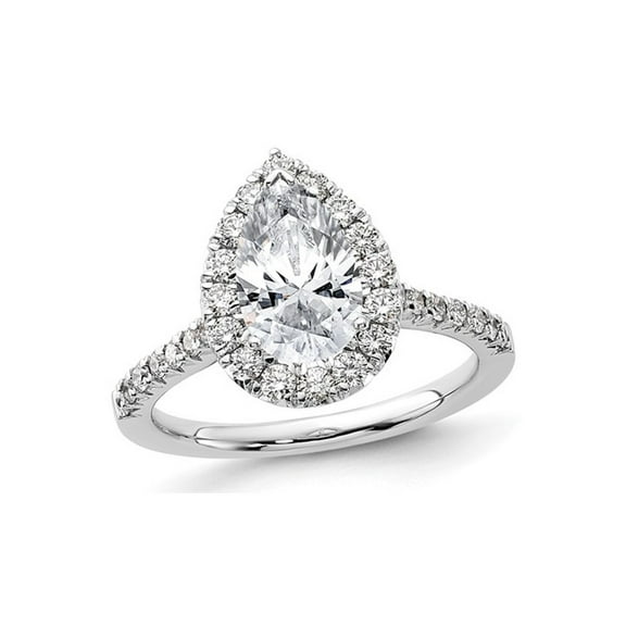 2.10 Carat (Ctw VS2, G-H) GCAL Certified Lab-Grown Pear Diamond Engagement Ring 14K White Gold